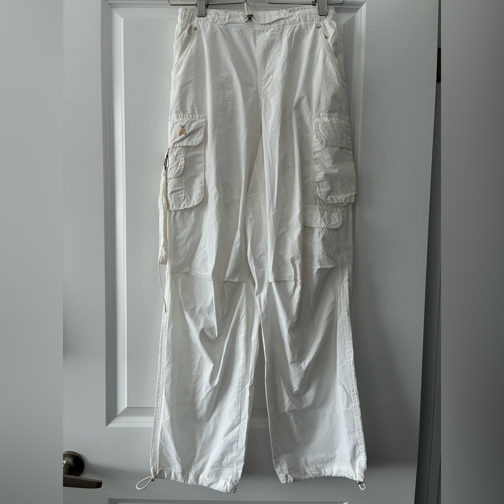Patrizia Pepe Size 26 White Cargo Nylon Style Jogger Pants